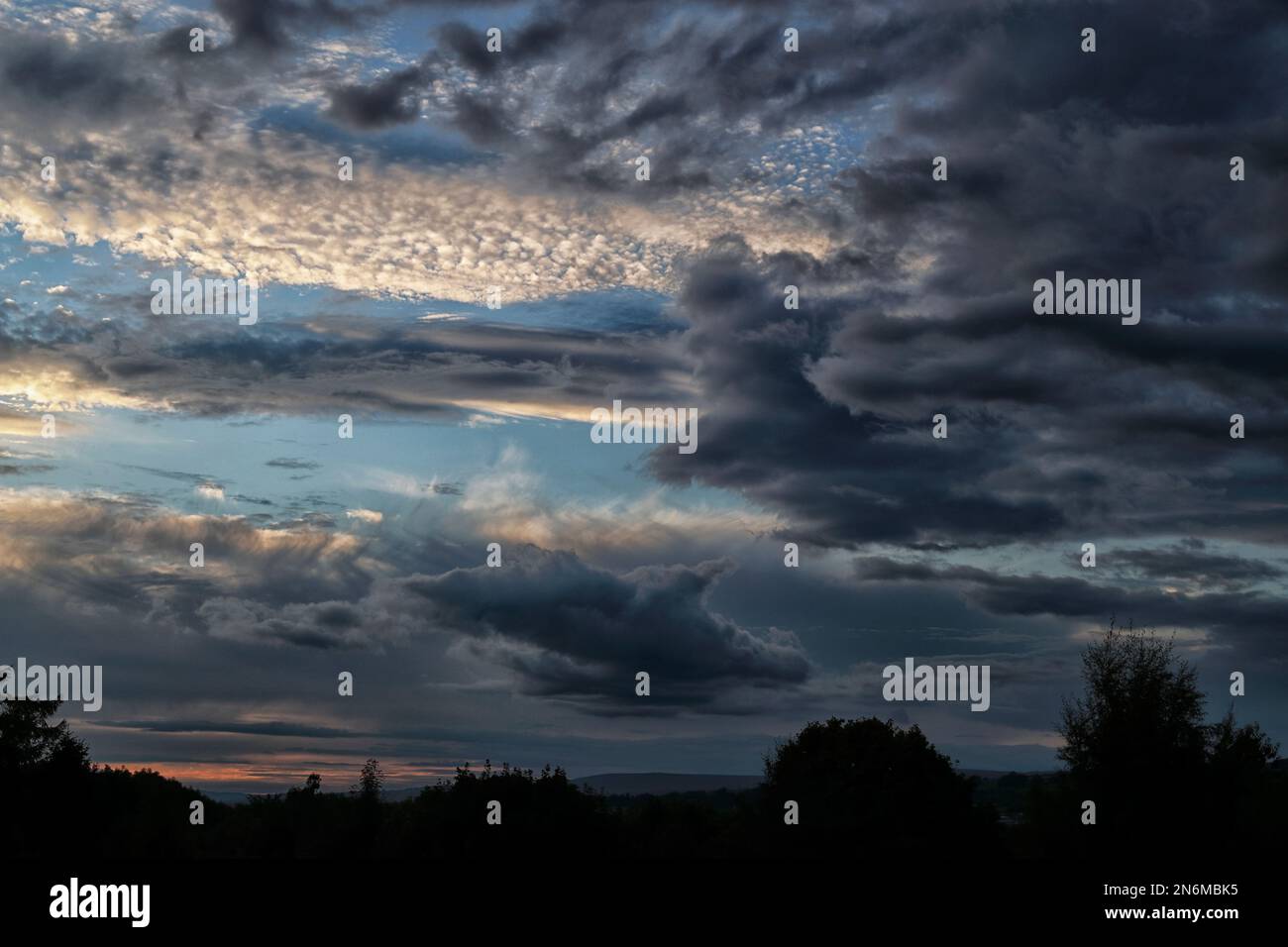 Sky over Otley West Yorkshire as seen during the blue hour Stock Photo