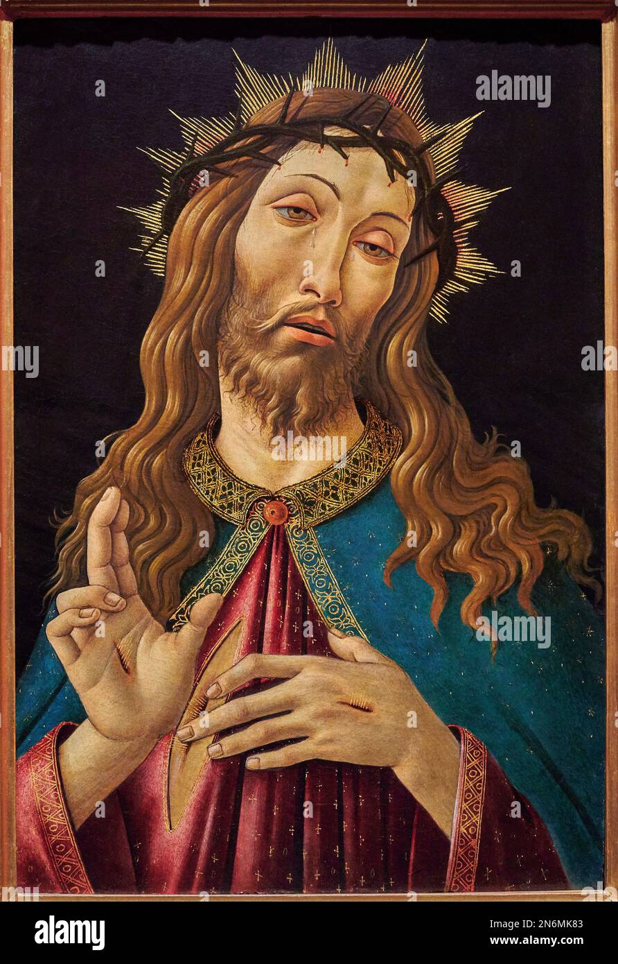 Cristo benedicente  - tempera e oro su tavola - Sandro Botticelli  - 1500  - Bergamo, Accademia Carrara Stock Photo