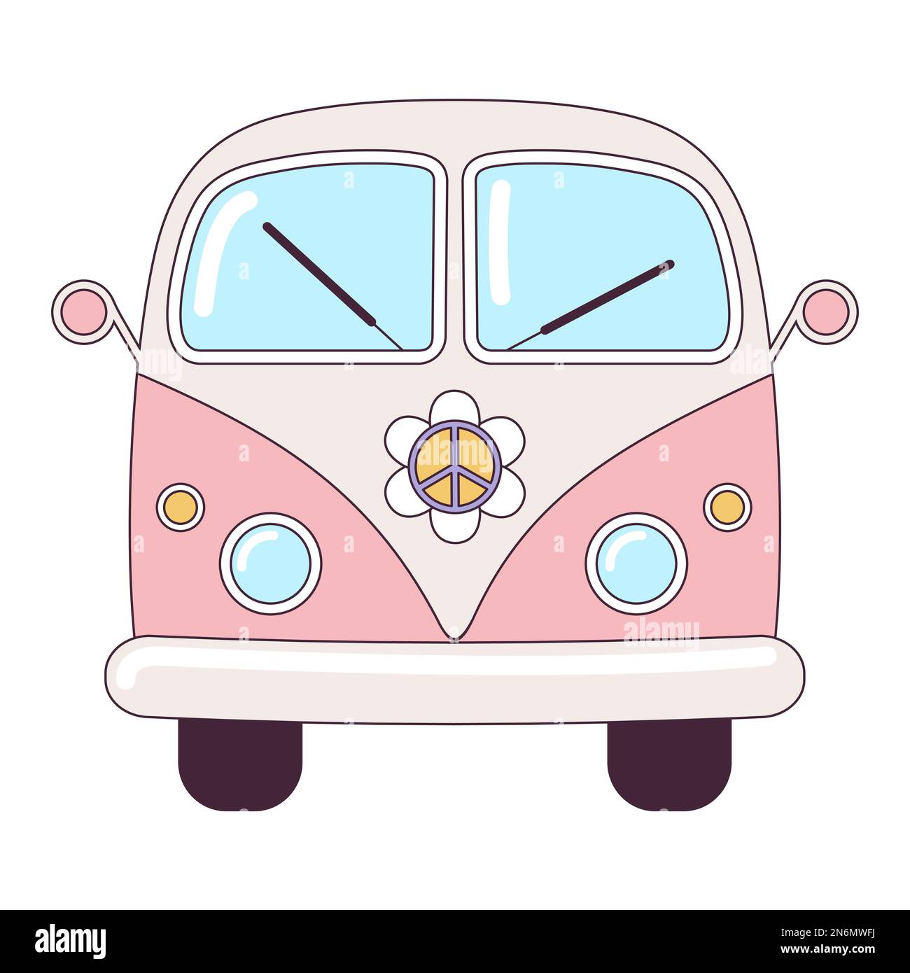 Volkswagen Type 2 Car Van Hippie, Cartoon Bus, cartoon Character