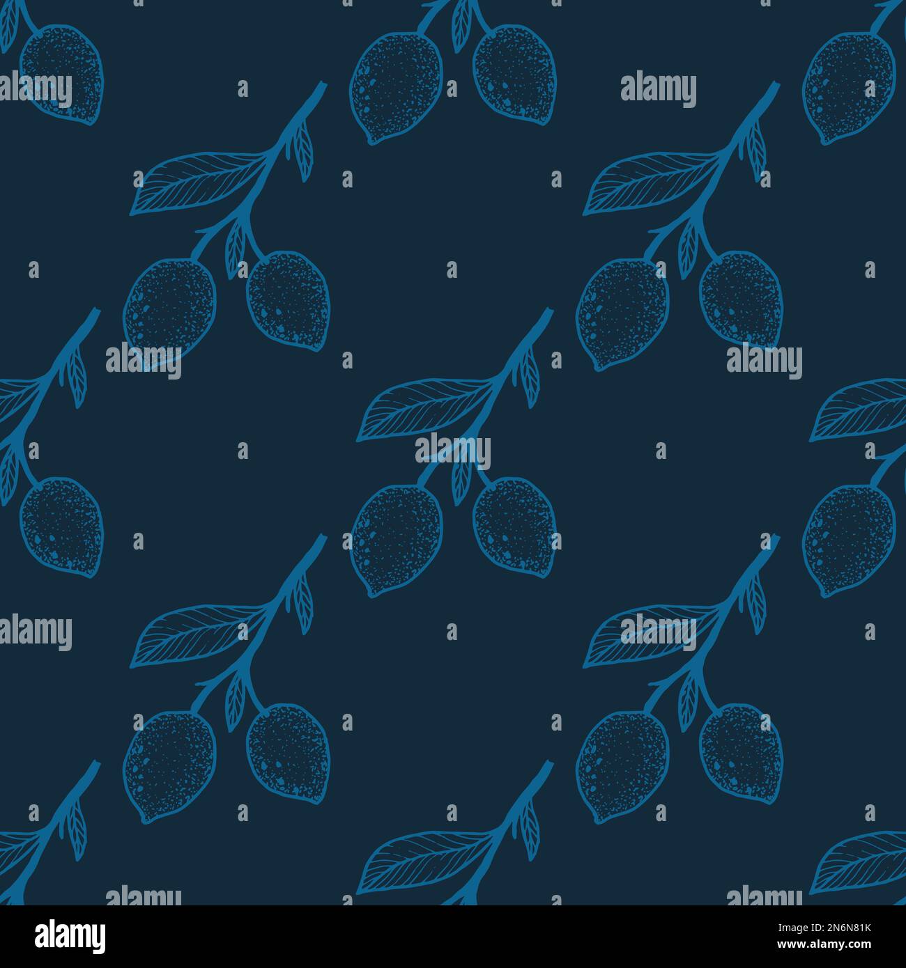 Seamless pattern with lemon on blue background, vector illustration ...
