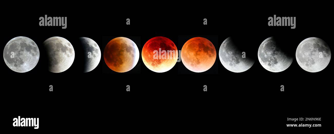 The phases of the moon during a solar eclipse Stock Photo - Alamy