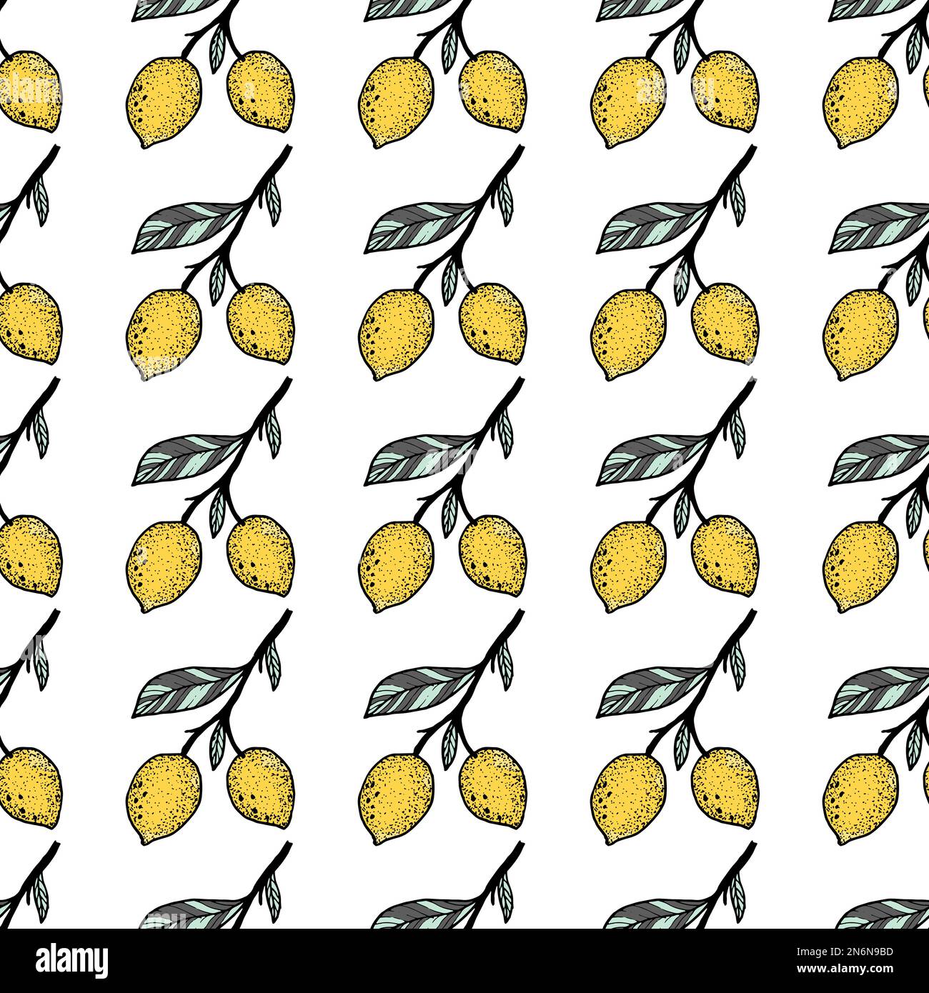 Seamless pattern with lemon on white background, vector illustration ...