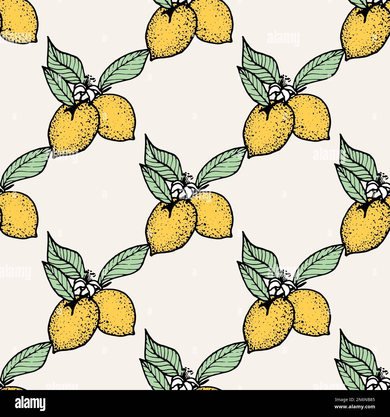 Seamless pattern with lemon on white background, vector illustration ...