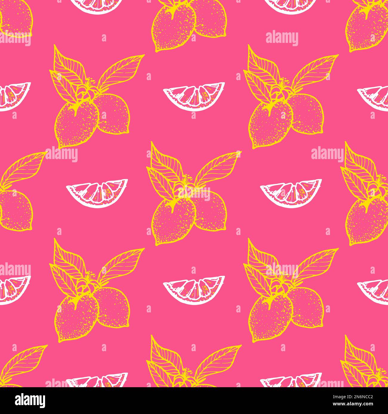 Seamless pattern with lemon on pink background, vector illustration ...