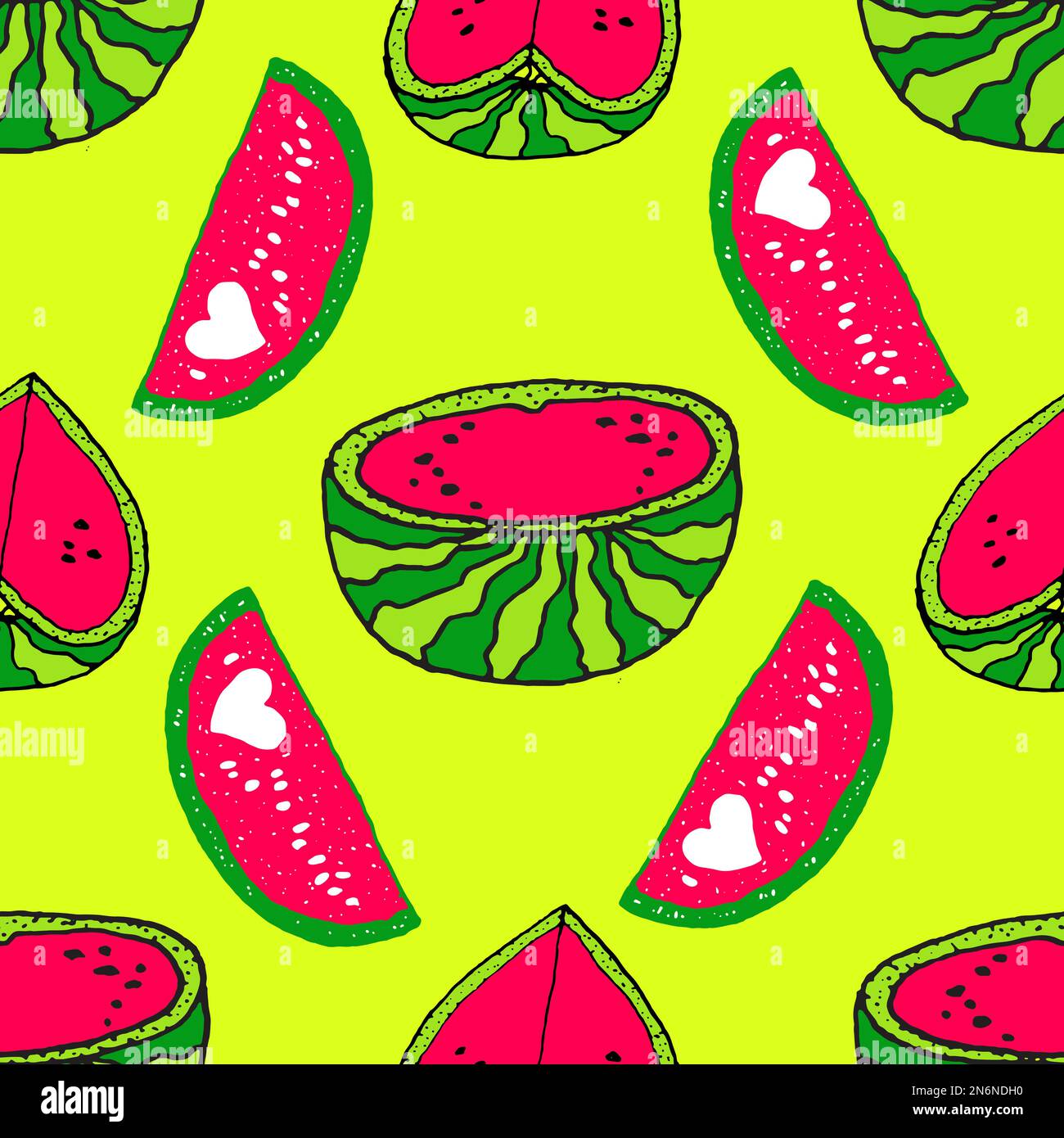 Seamless background with watermelon slices. Vector illustration Stock ...