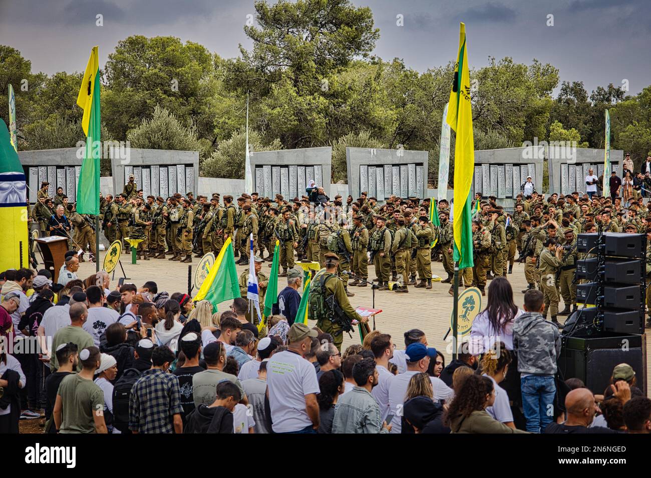 The Golani soldiers in uniform during an army ceremony in Israel Stock Photo