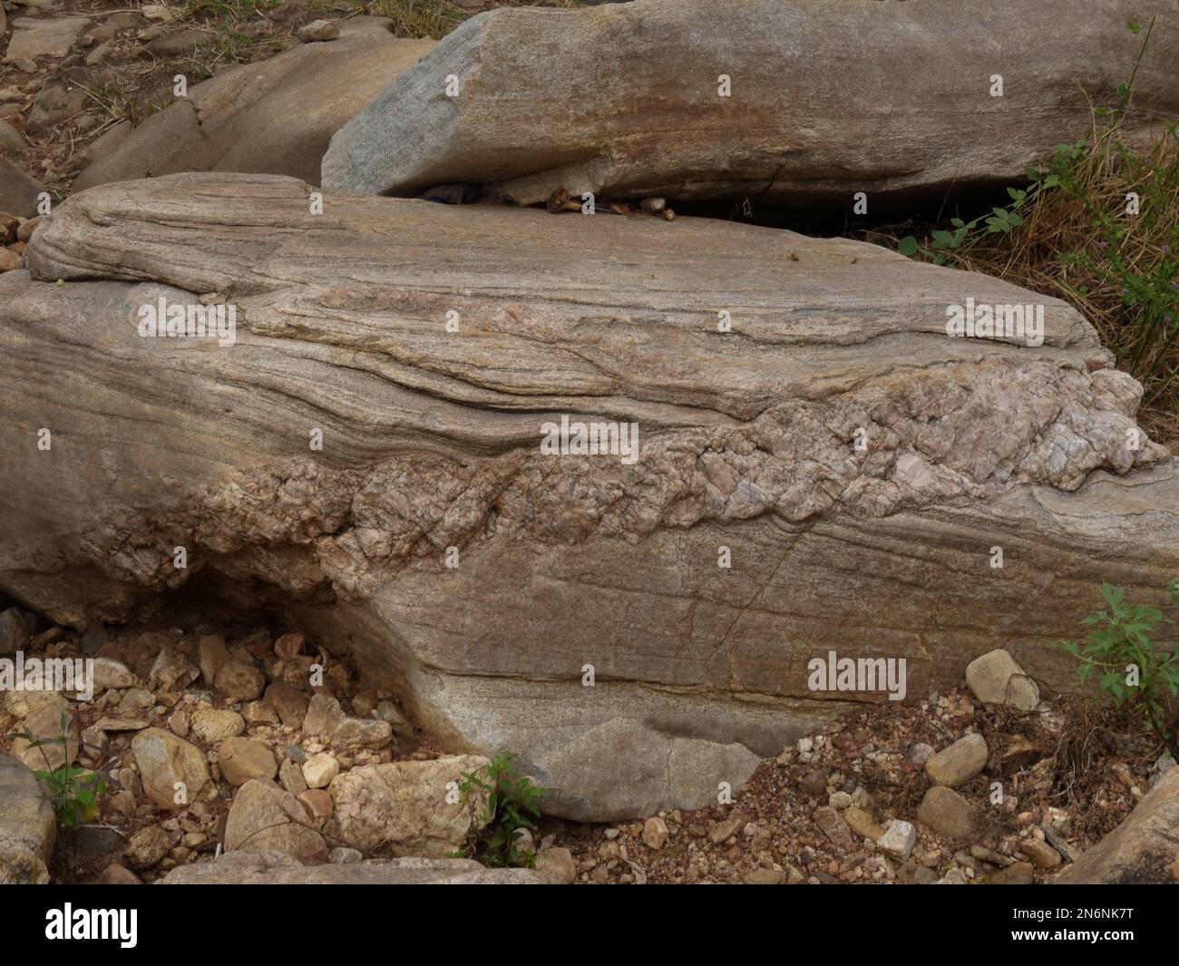 Huge rocks in a dried river in Eastern Kenya Machakos Stock Photo