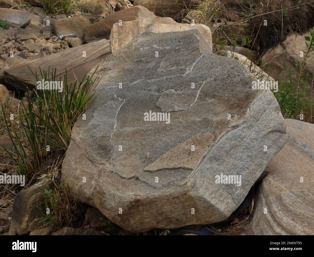 Huge rocks in a dried river in Eastern Kenya Machakos Stock Photo
