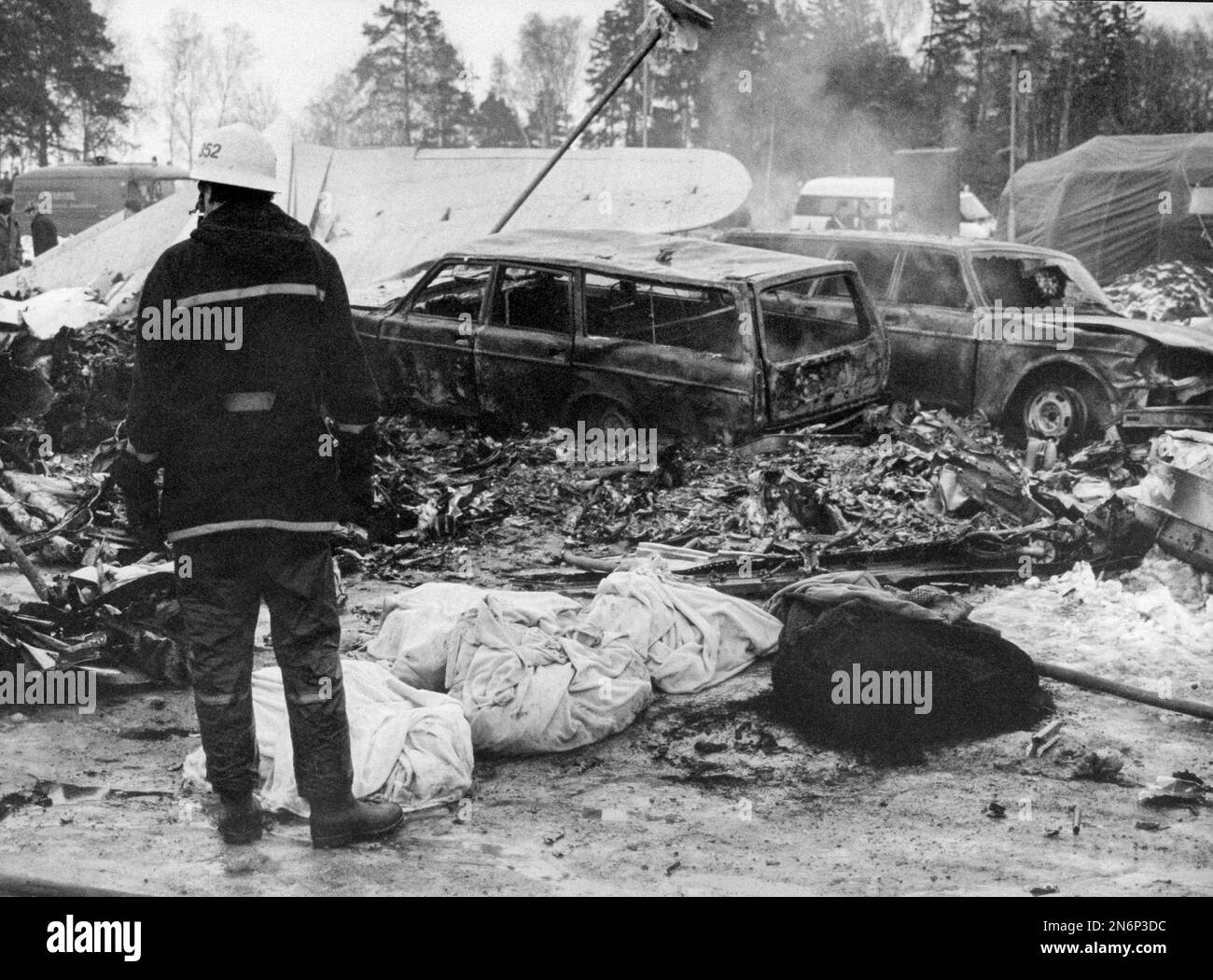 One of the worst aviation accidents in Sweden happened when an airliner crashed into a townhouse area in western Stockholm 1977.The accident was caused by atmosperic icing. Stock Photo