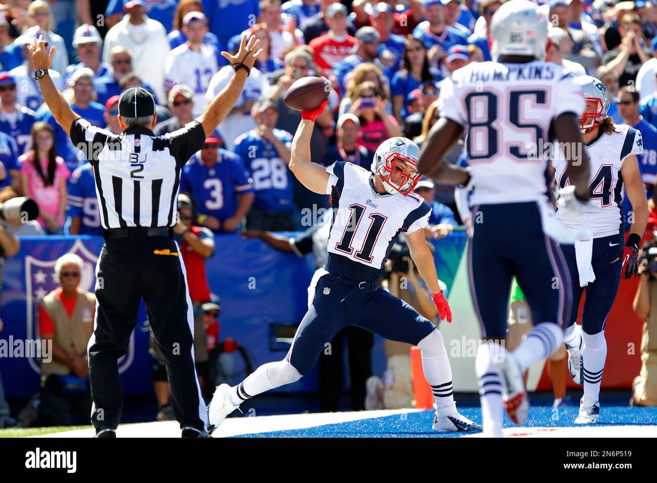 New England Patriots wide receiver Julian Edelman (11) catches a touchdown  pass, during the first half of an NFL football game against the Miami  Dolphins, Sunday, Dec. 9, 2018, in Miami Gardens