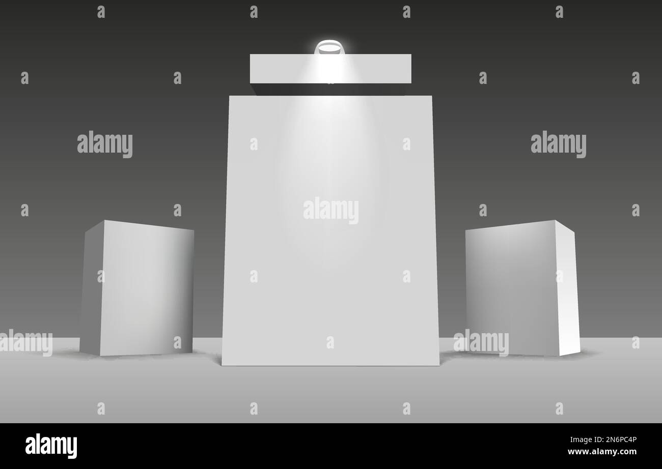 Scene presentations board, table white display. Vector illustration Stock Vector