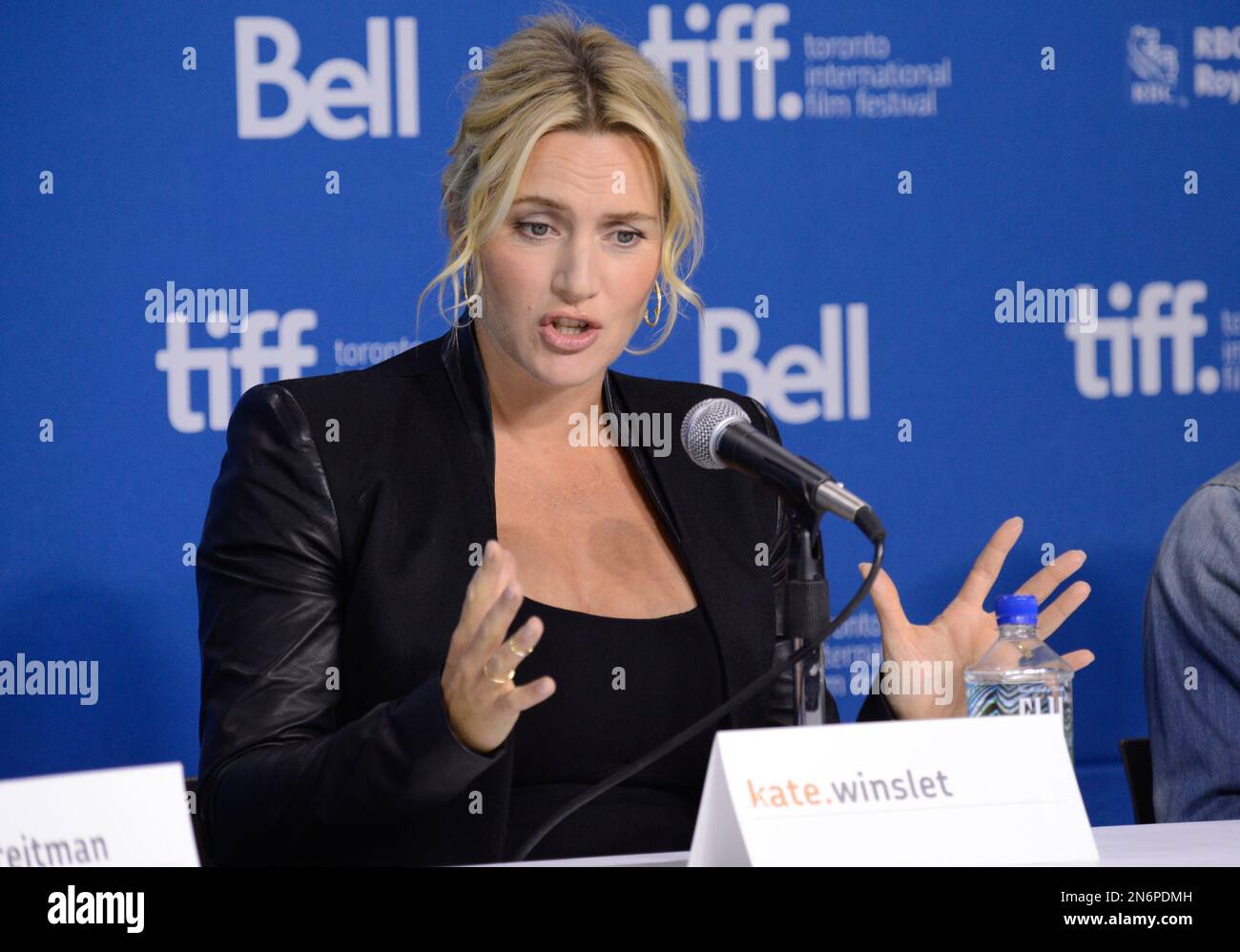Actress Kate Winslet participates in the press conference for "Labor