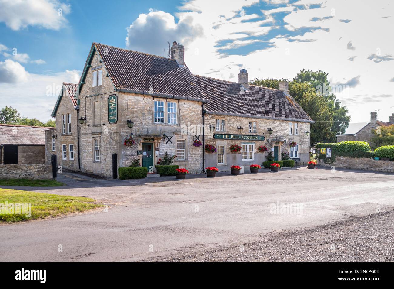 The Bell on the Common, an old stone built pub in the village of Broughton Gifford in Wiltshire