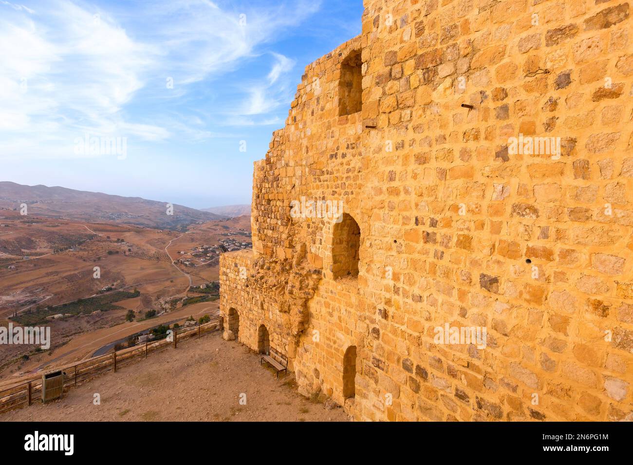 Al Karak or Kerak, Jordan Medieval Crusaders Castle ruins in the center ...