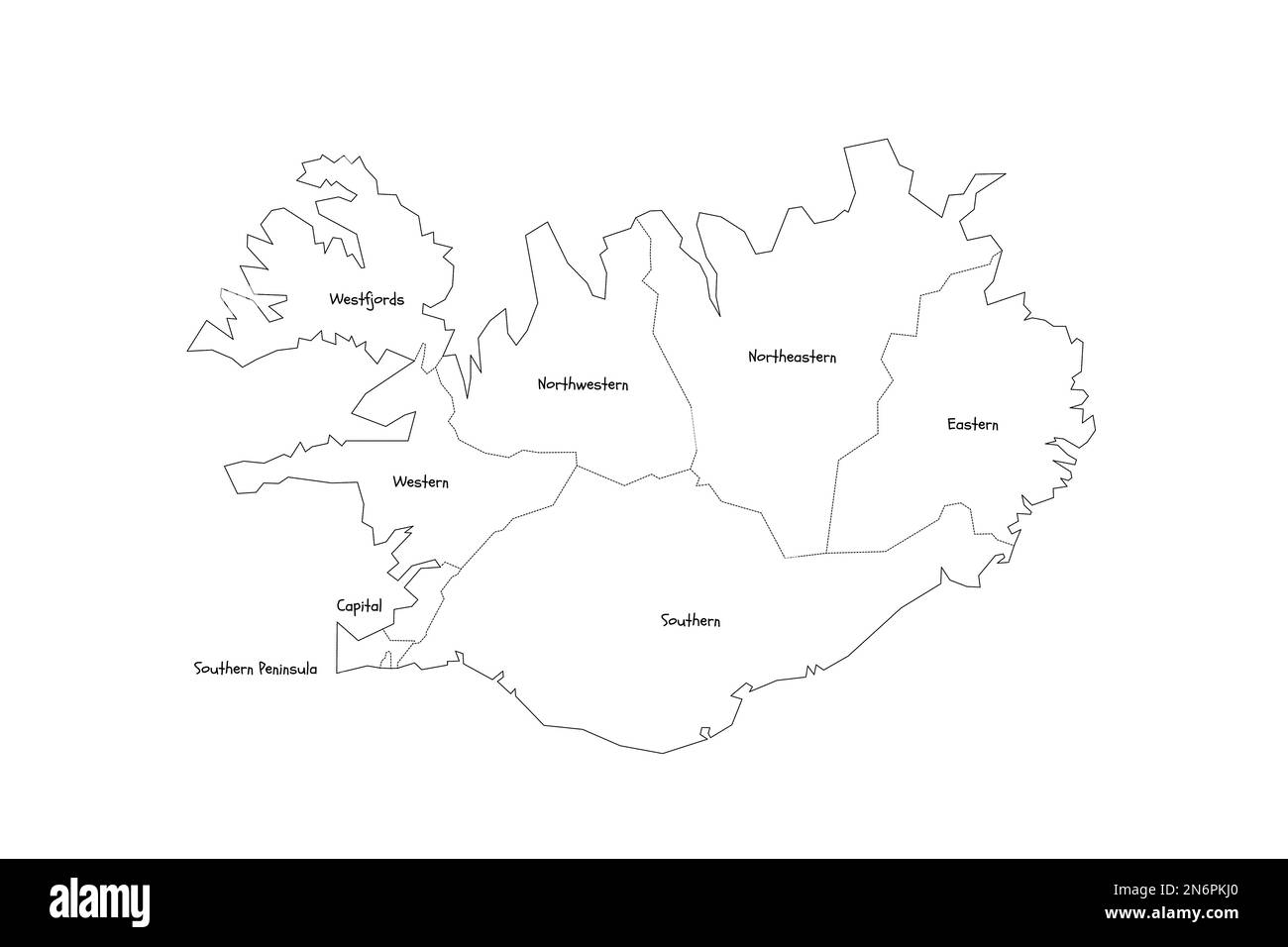 Iceland Political Map Of Administrative Divisions Regions Handdrawn Iceland Political Map Of Administrative Divisions Regions Handdrawn Doodle Style Map With Black Outline Borders And Name Labels 2N6PKJ0