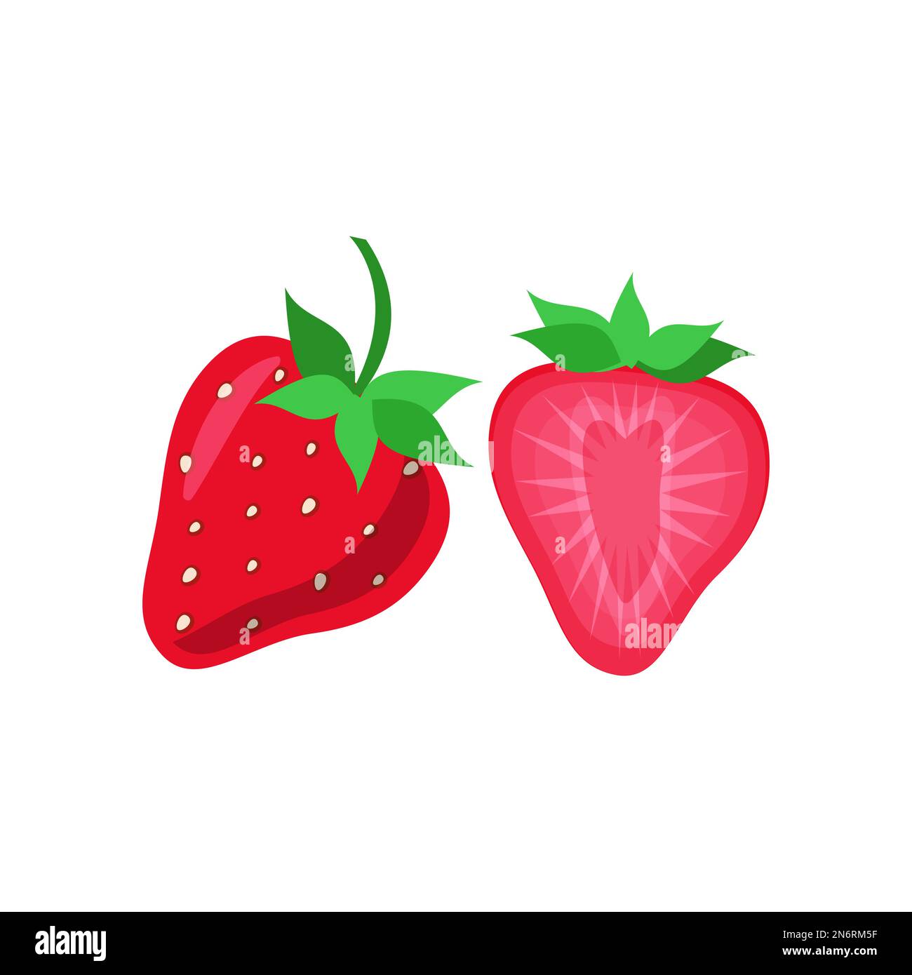 Strawberry fruit vector. Cartoon bright natural strawberrys isolated on white. Vector illustration of fresh farm organic berry used for magazine, book Stock Vector