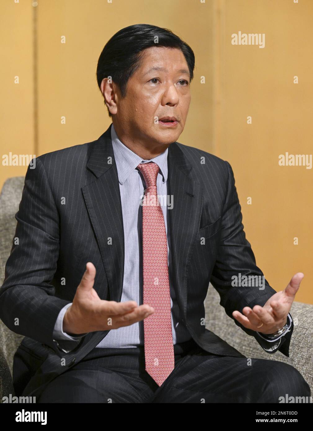 Philippine President Ferdinand Marcos Jr. gives an interview in Tokyo