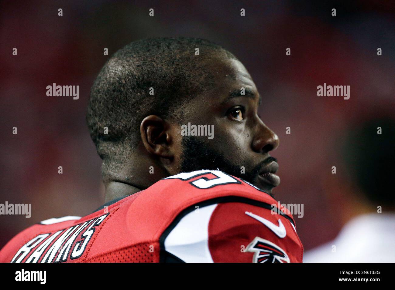 Atlanta Falcons linebacker Brian Banks (53) comes in for a play in the  second half of a preseason game at the Georgia Dome against the Cincinnati  Bengals in Atlanta on August 8