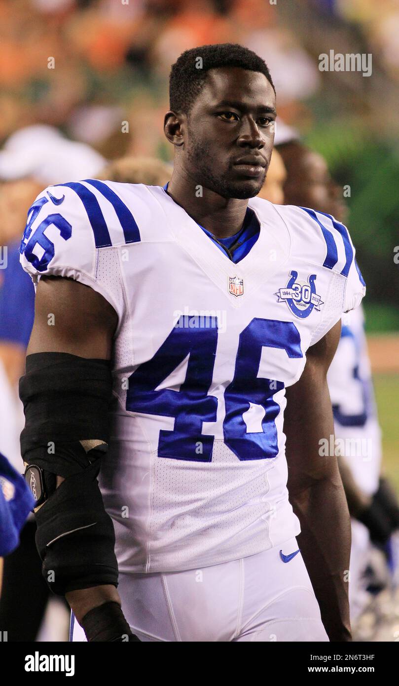 Indianapolis Colts tight end Dominique Jones watches from the sidelines ...