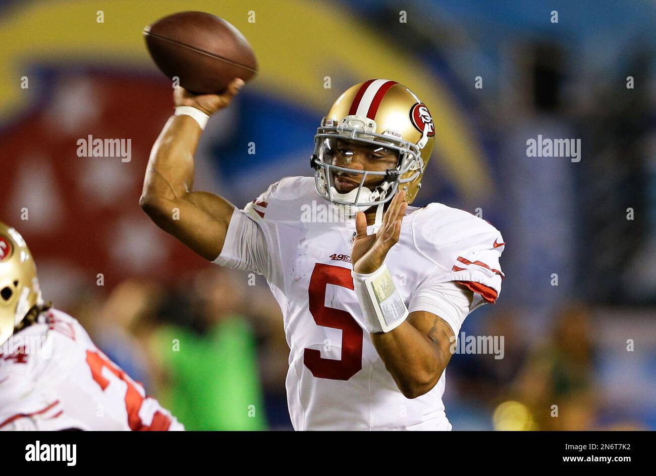 San Francisco 49ers Quarterback B.J. Daniels Throws A Pass While ...