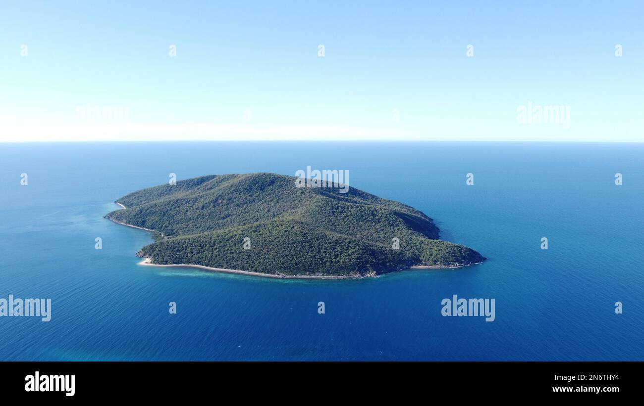 Aerial shot of Pelorus Island in the Palm Island Group, Australia. Also known as Yanooa or Guyroogarrie to the traditonal owners Stock Photo