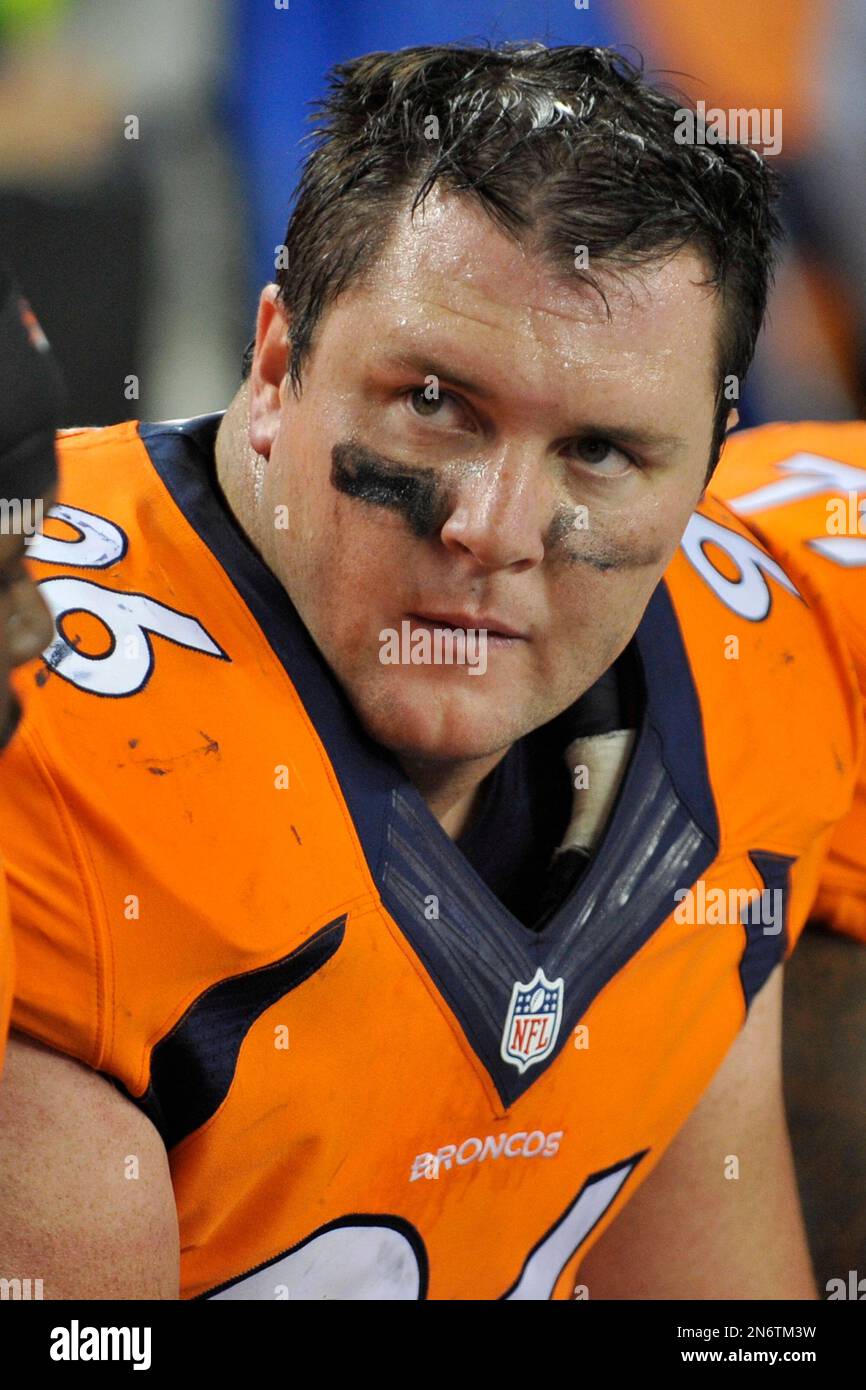 Denver Broncos defensive tackle Mitch Unrein looks on against the St