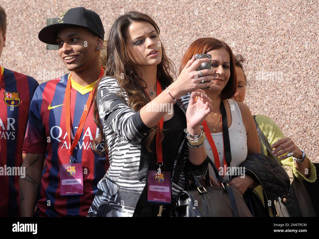 In this photo taken of Monday, June 3, 2013, Bruna Marquezine, actress and  girlfriend of Brazilian soccer player Neymar attends the Neymar  presentation as official F.C Barcelona player at the Camp Nou, image size:1300x977