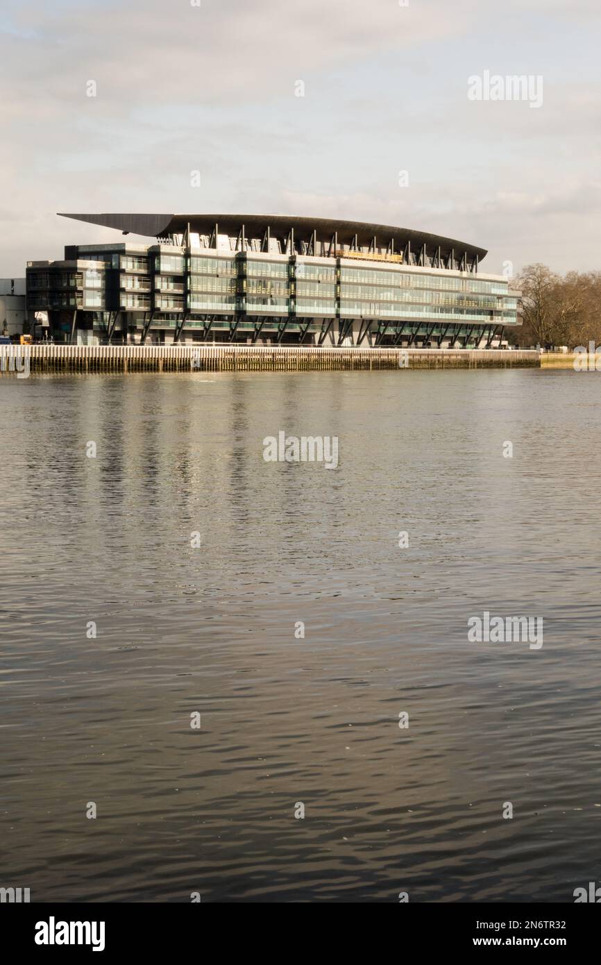 Fulham Football Club's new Riverside Stand overlooking the River Thames in southwest London, England, UK Stock Photo