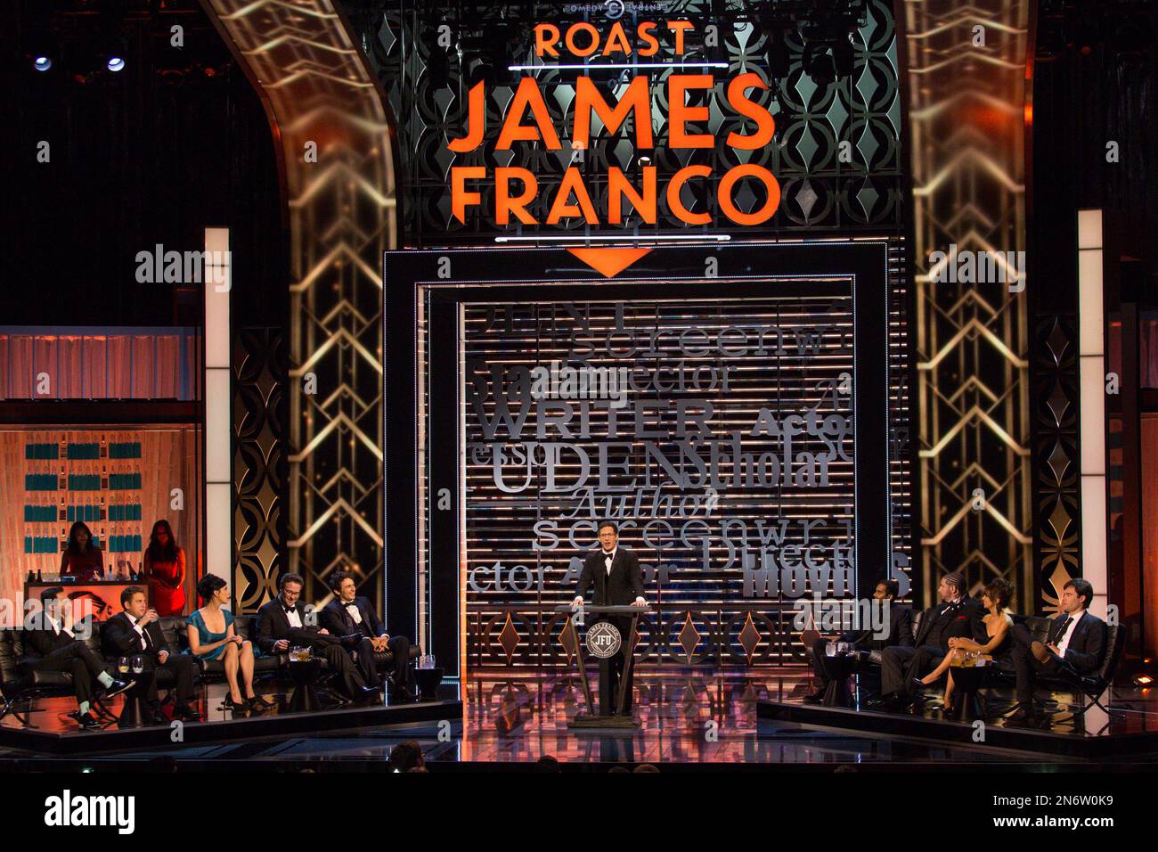 From left, comedian Nick Kroll, actor Jonah Hill, comedienne Sarah