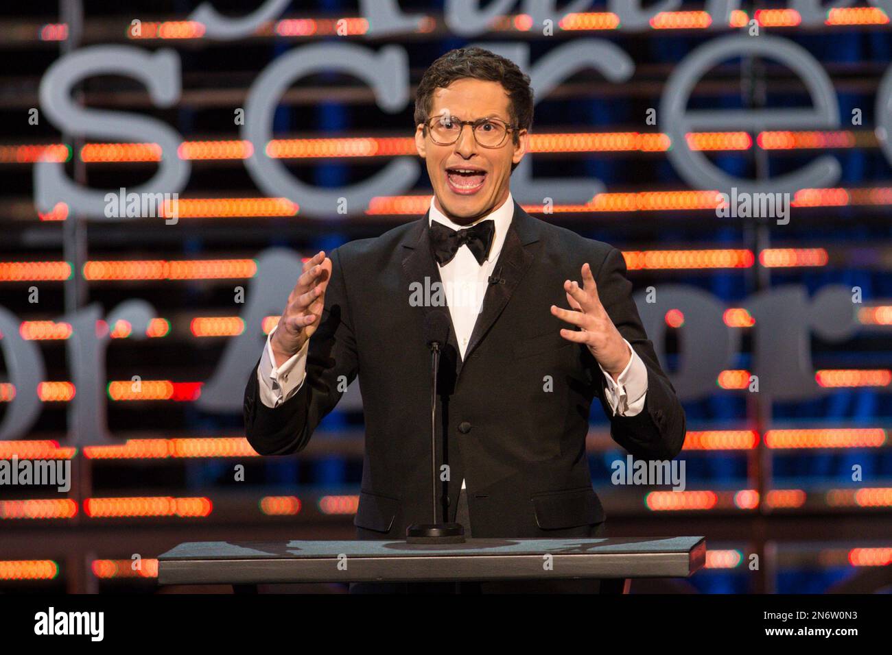 Actor Andy Samberg onstage during the Roast of James Franco at Culver