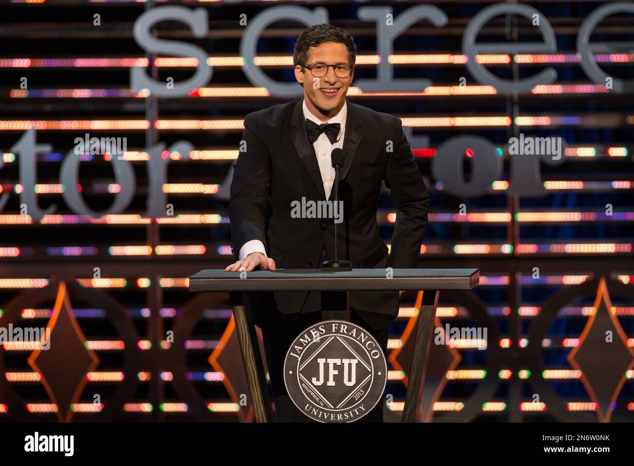Actor Andy Samberg onstage during the Roast of James Franco at Culver