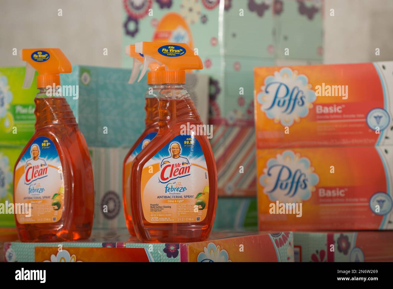 Product donation from Bounty paper towels and Puffs tissues at Oscar