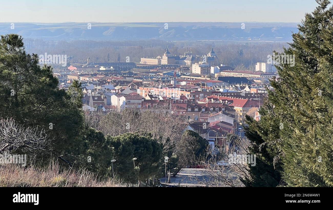 Aerial view of the royal palace of Aranjuez Stock Photo