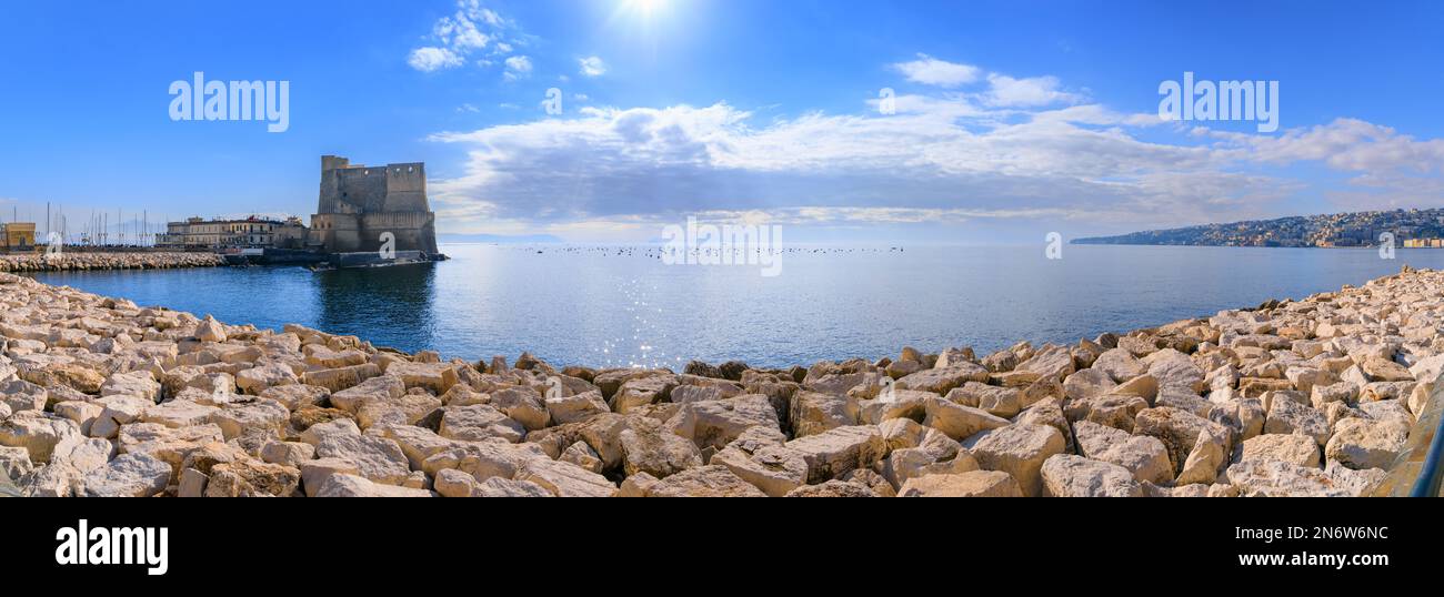 Castel dell'Ovo (Egg Castle) a medieval fortress in the bay of Naples, Italy. Stock Photo