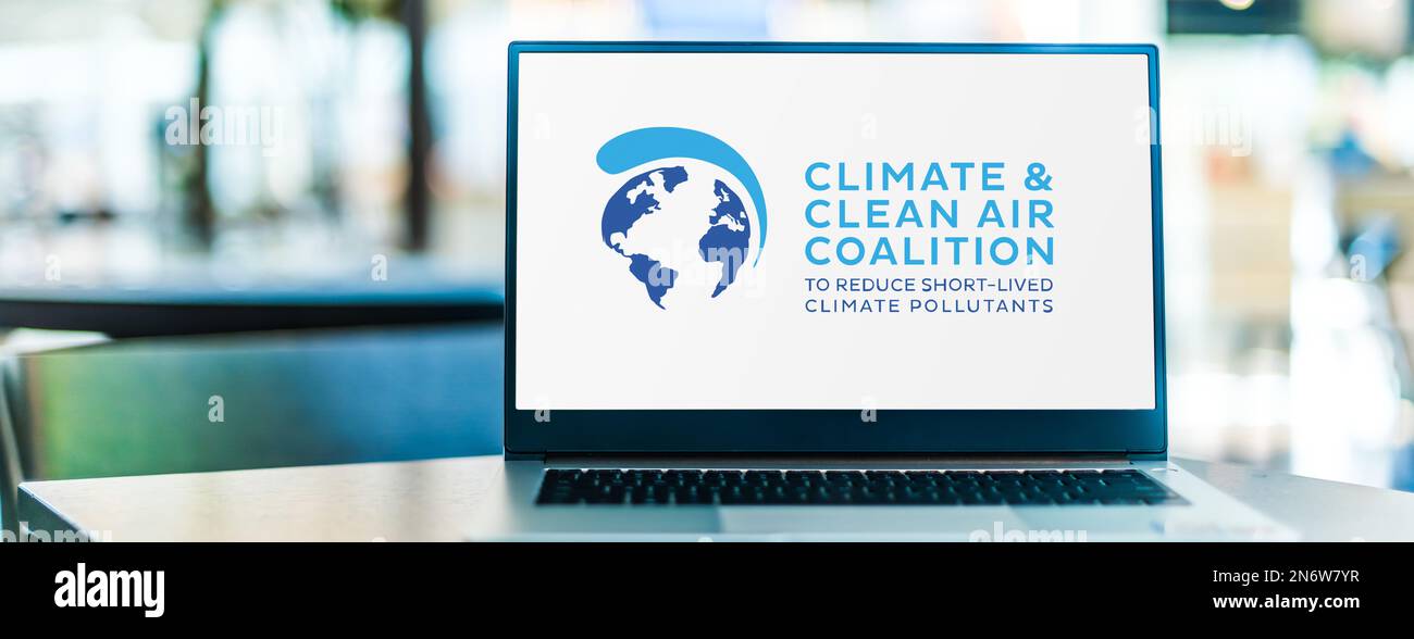 POZNAN, POL - NOV 22, 2022: Laptop computer displaying logo of The Climate and Clean Air Coalition to Reduce Short-Lived Climate Pollutants (CCAC) Stock Photo