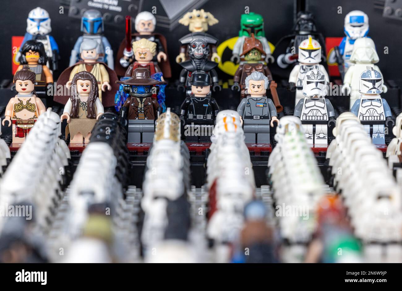 Erfurt, Germany. 10th Feb, 2023. Star Wars figures from Lego will be on  sale at the opening of the Thuringian model building fair "Modell Leben".  After a two-year forced break due to