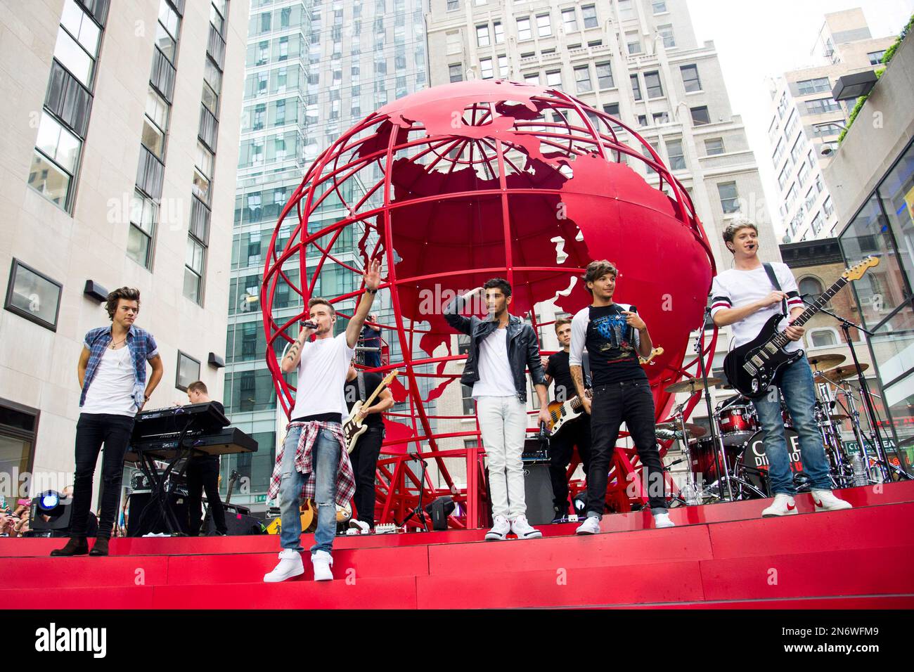 One Direction members, from left, Harry Styles, Liam Payne, Niall Horan