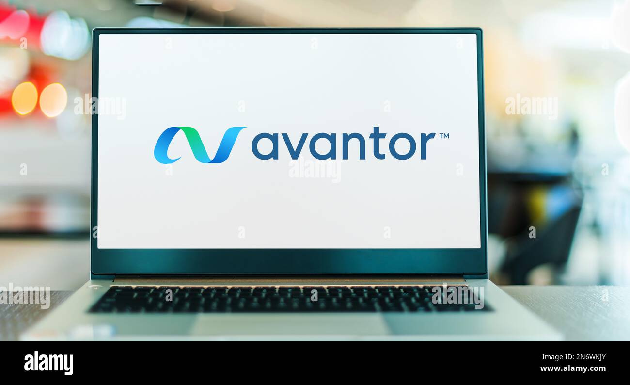 POZNAN, POL DEC 28, 2022 Laptop computer displaying logo of Avantor