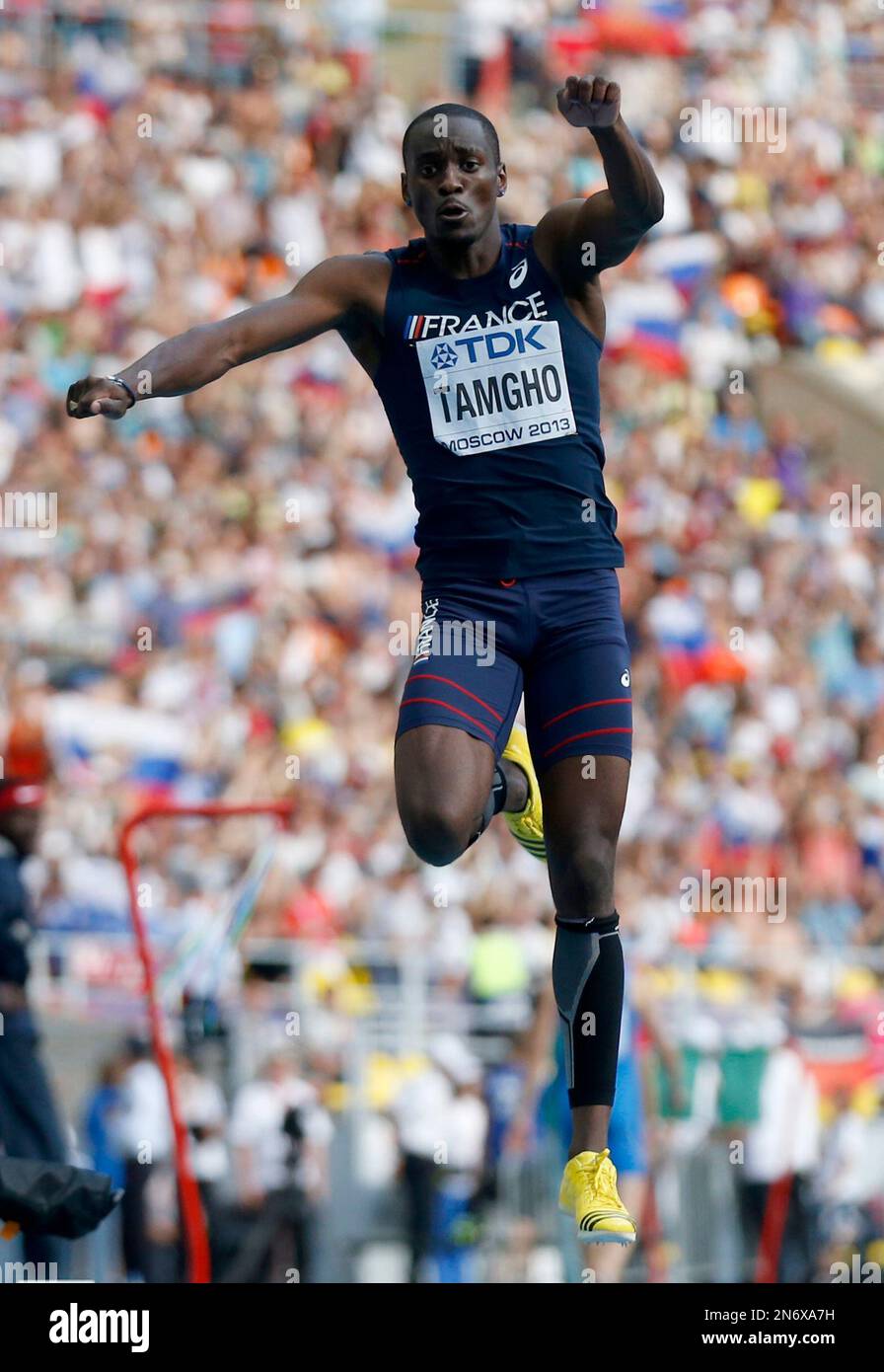 France's Teddy Tamgho competes in the men's triple jump final at the