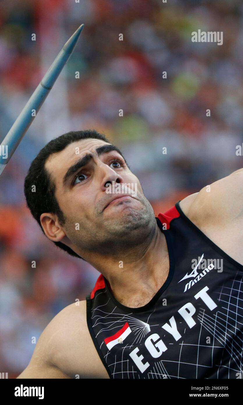 Egypt's Ihab Abdelrahman El Sayed competes in the men's javelin throw ...