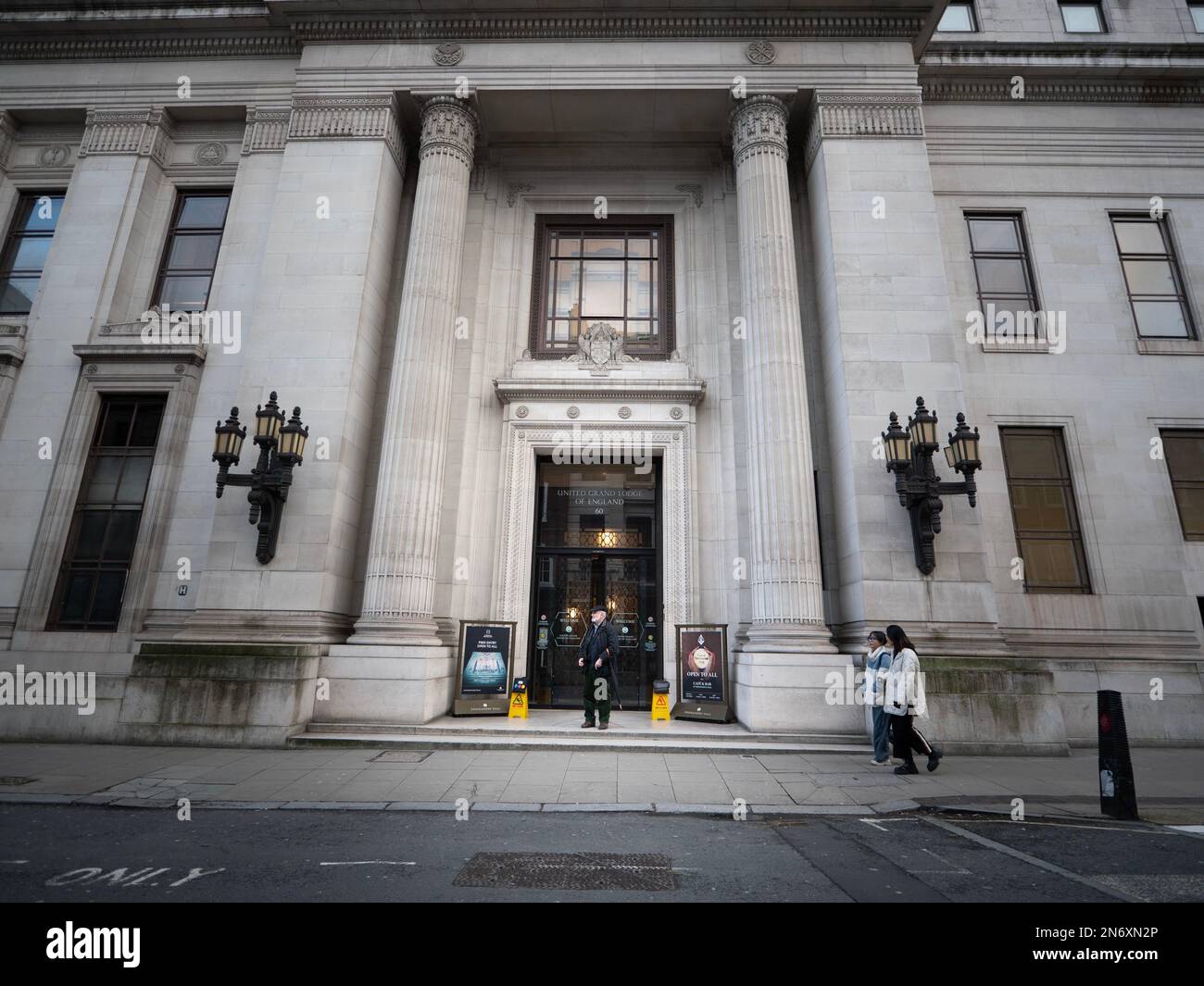 The United Grand Lodge of England, Freemasons Hall, headquarters of the governing body of Freemasonry Great Queen Street, London Stock Photo
