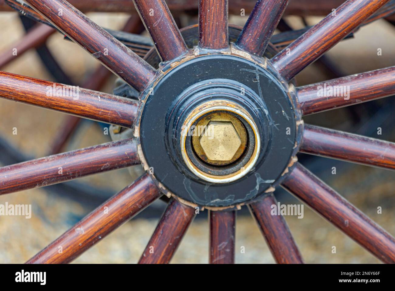 Wooden Spoke Wheel With One Screw in Centre Stock Photo Alamy