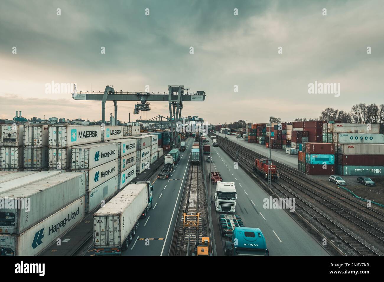 Mannheim, Germany - 26.03.2021: Freight containers in the container ...
