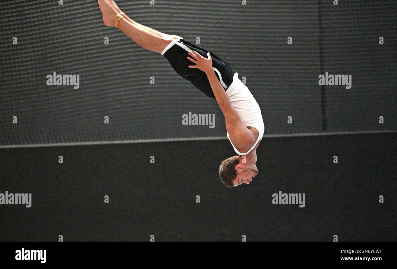 In this July 31, 2013, photo, Jacob Terrell, of Pleasantville, flips at