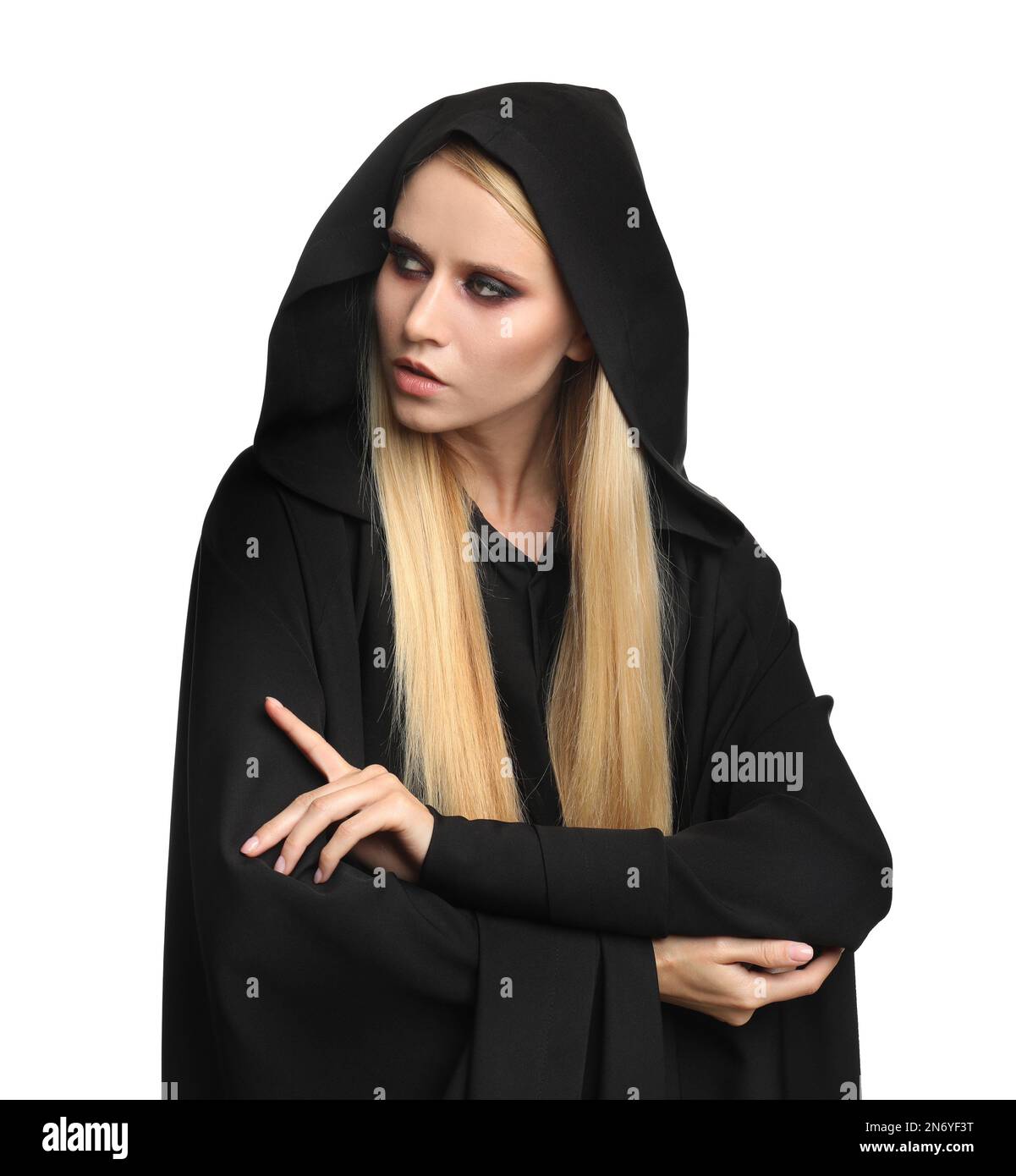 Mysterious woman wearing hood hi-res stock photography and images - Alamy