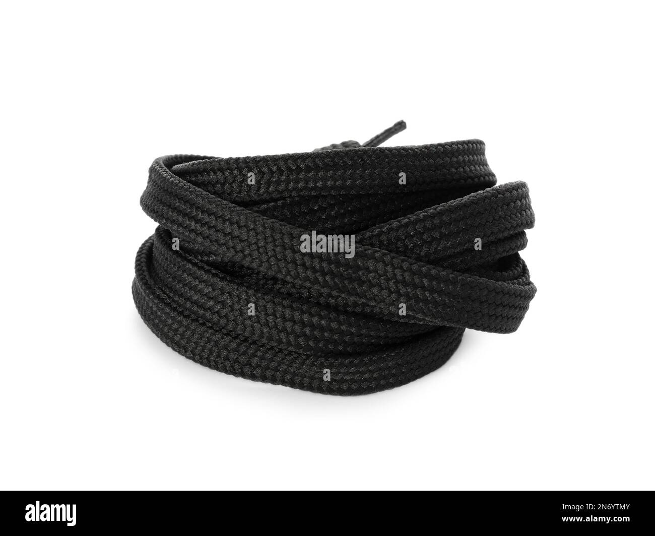 Long black shoe lace isolated on white Stock Photo Alamy