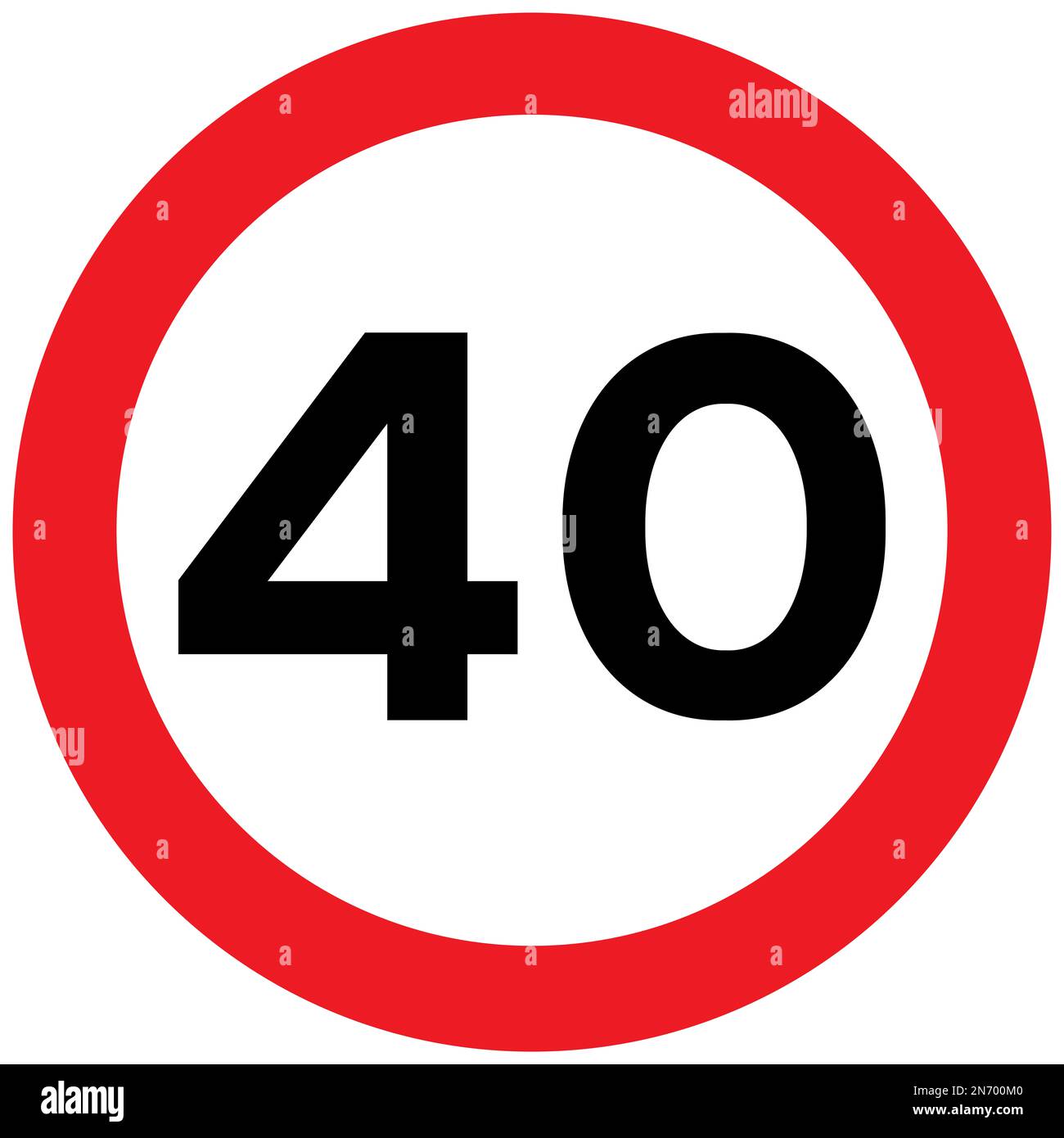 Maximum speed limit of 40 miles per hour British road sign Stock Photo