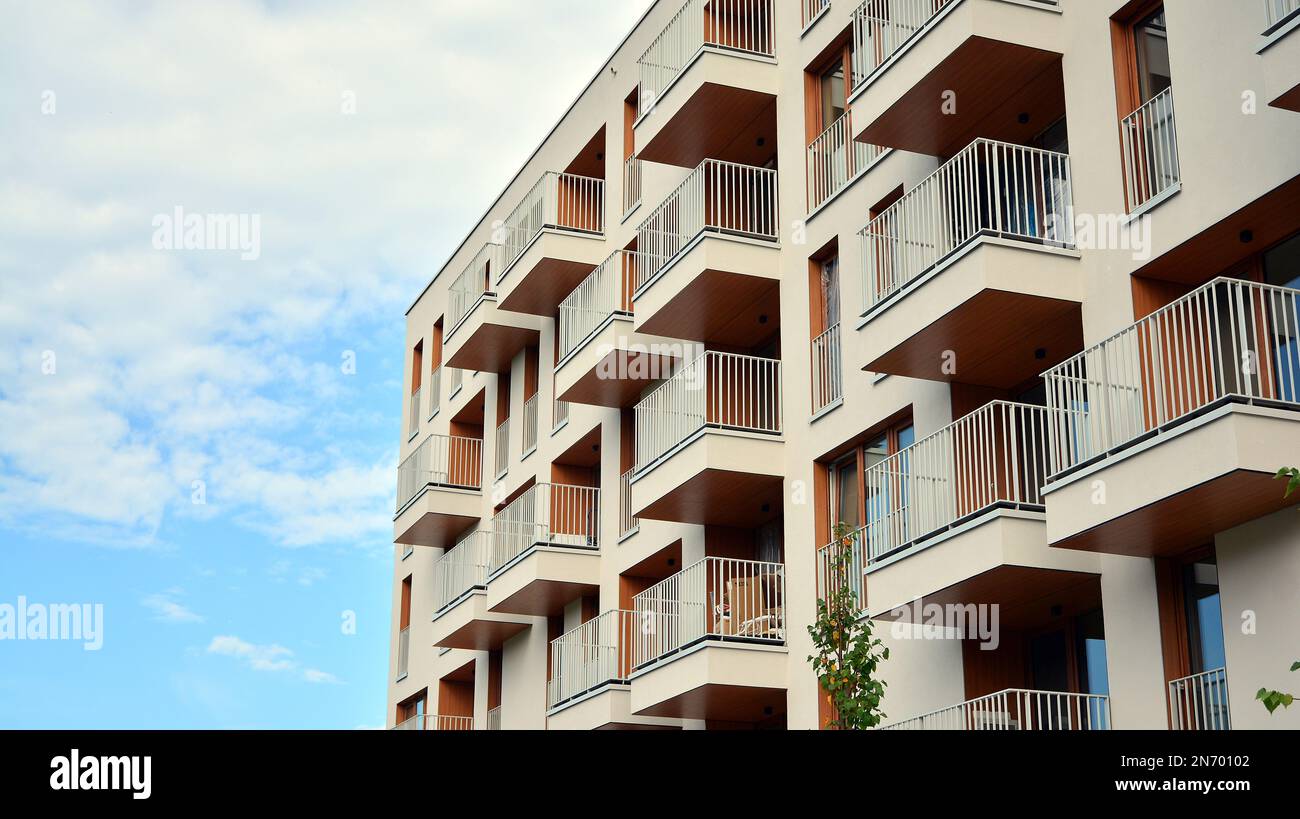 Modern architecture building facade with balconies. New apartments ...