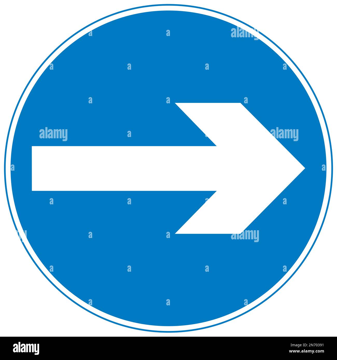 Vehicular traffic must turn right British road sign Stock Photo