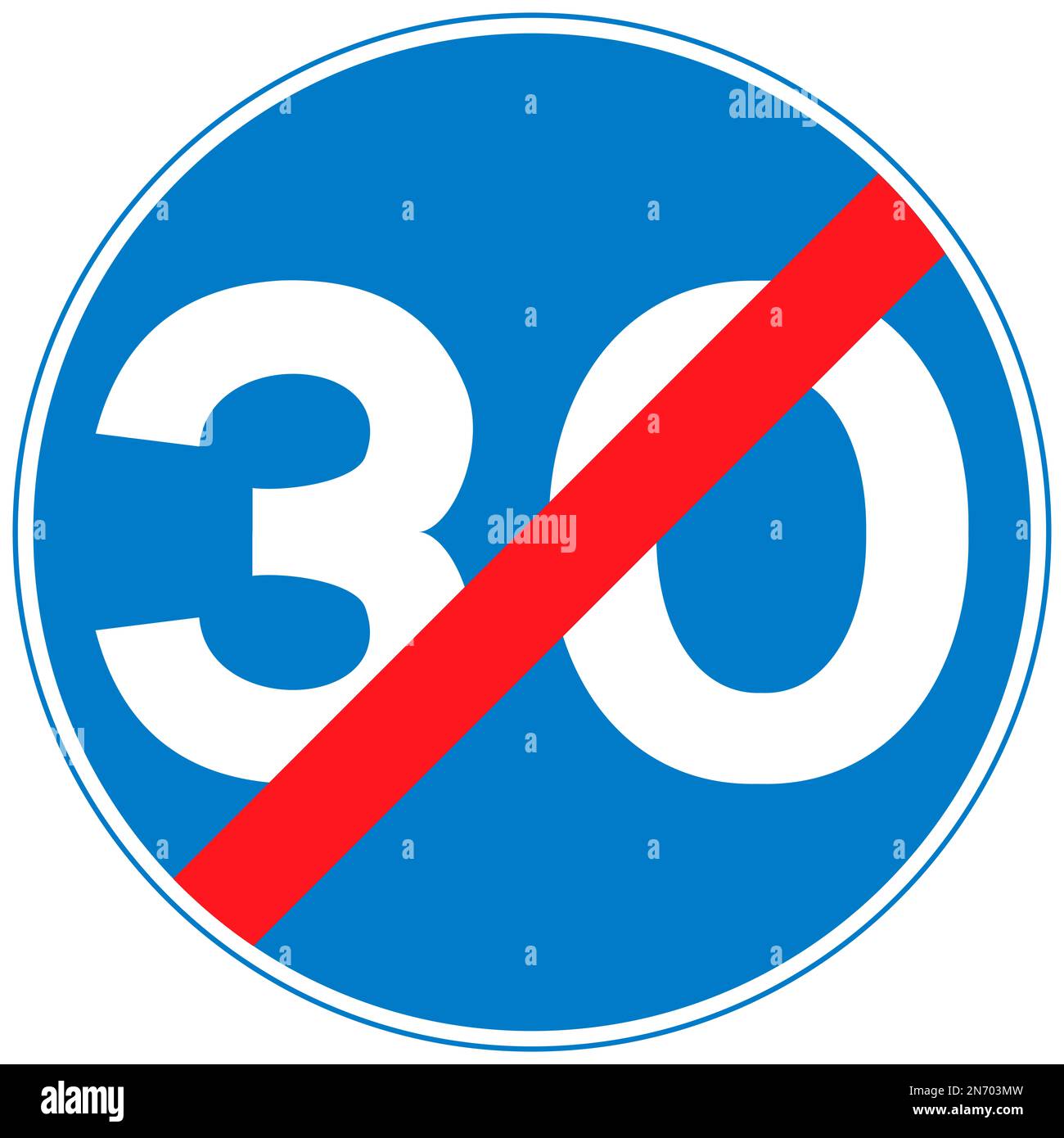 End of 30 miles per hour minimum speed limit British road sign Stock Photo